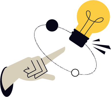 Illustration einer Hand mit einer Glühbirne