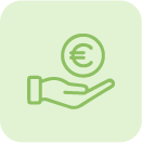 Icon einer Münze, die über einer offenen Hand schwebt