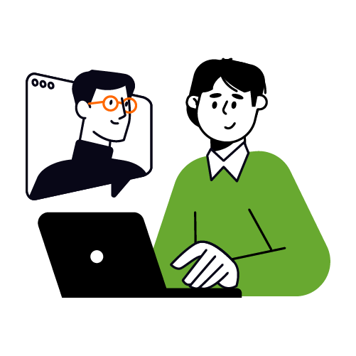 Illustration einer Person die mit einer anderen Person spricht