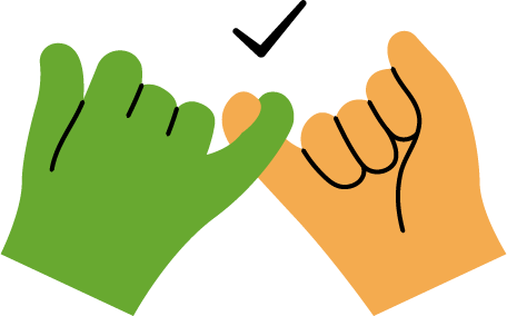 Illustration zweier Hände die ihren kleinen Finger verbinden
