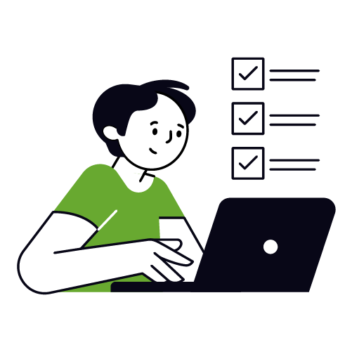 Illustration einer Person die ihre To Dos abarbeitet